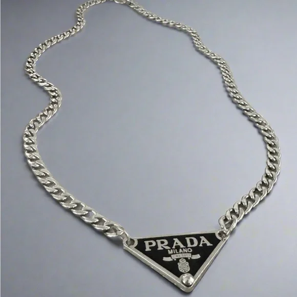 Repurposed Prada Triangle Necklace - Picture 3 of 5